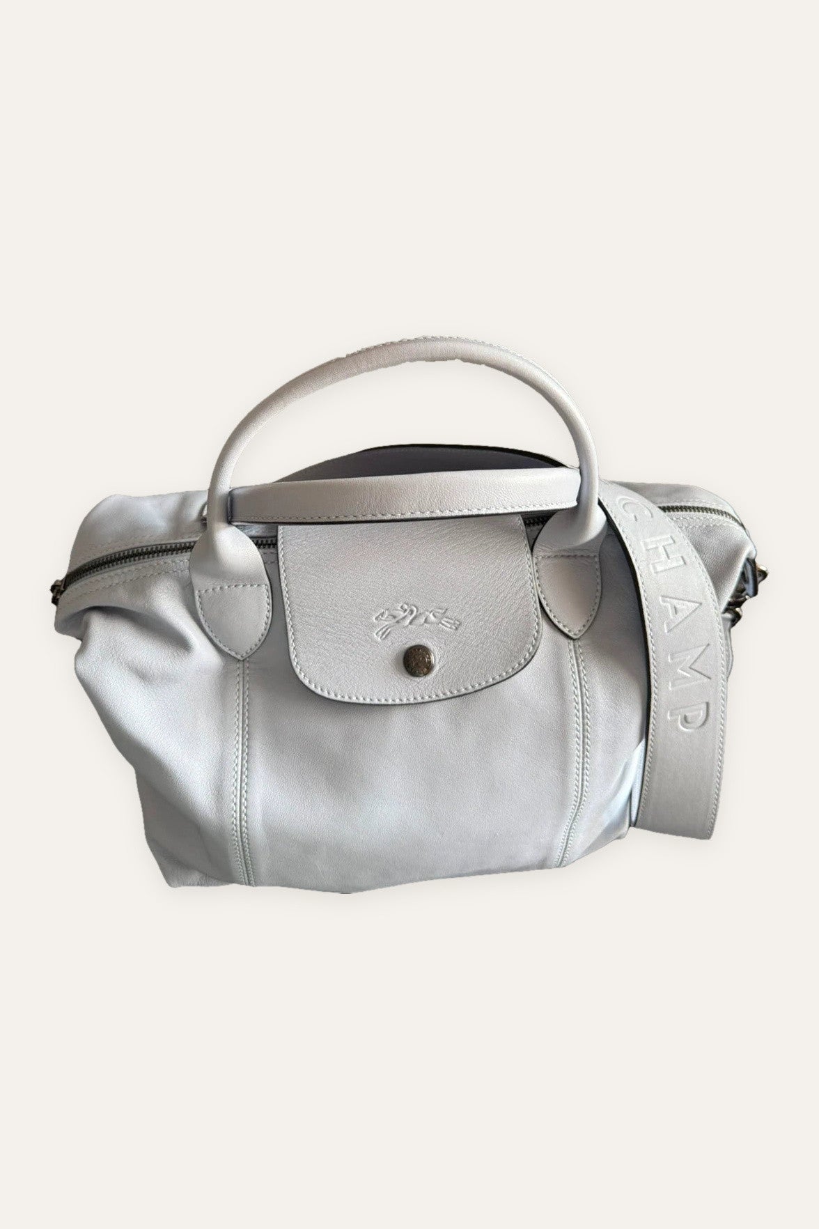 Longchamp le pliage blue leather small bag