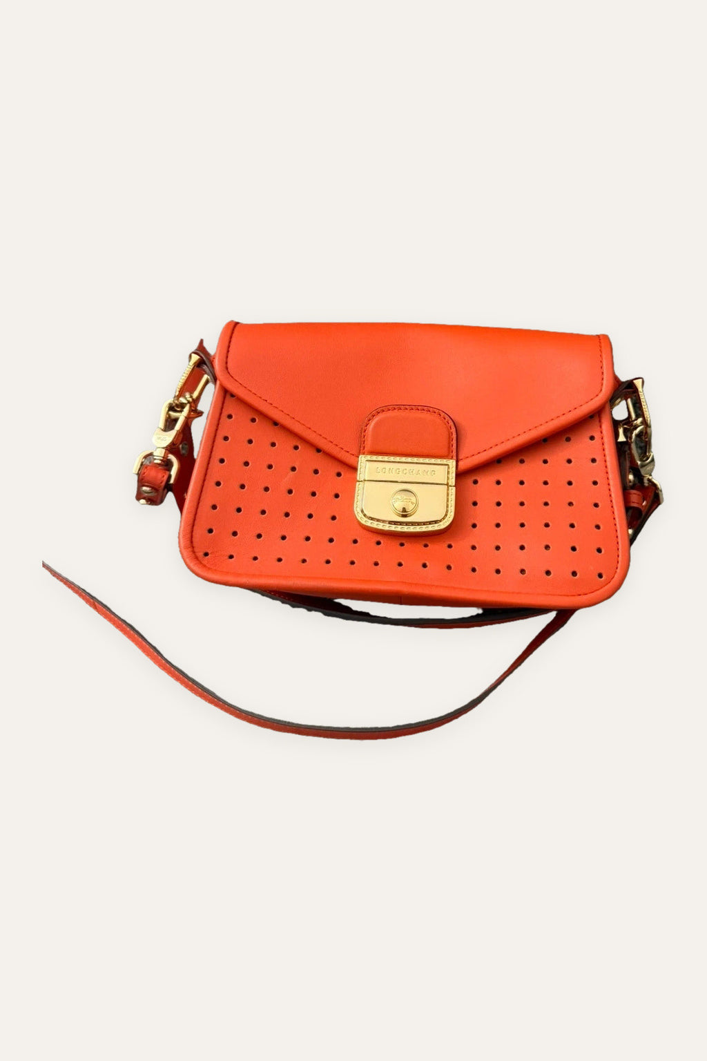 Longchamp Mademoiselle bright red leather crossbody bag