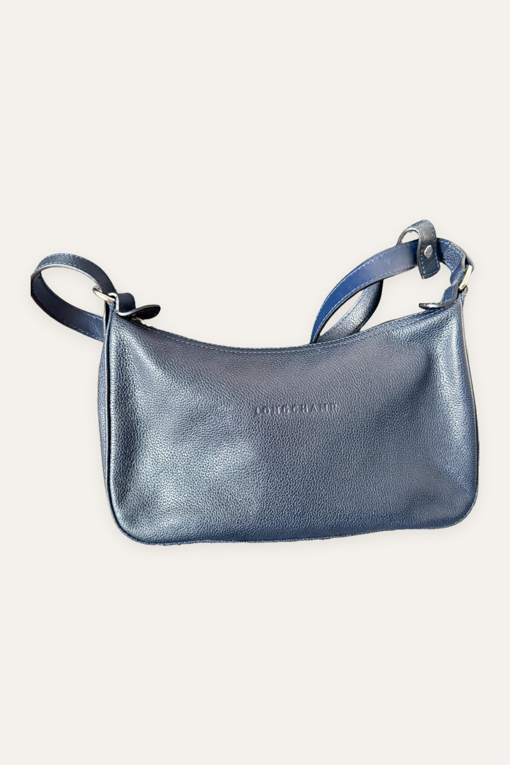 Longchamp navy blue leather crossbody / shoulder bag