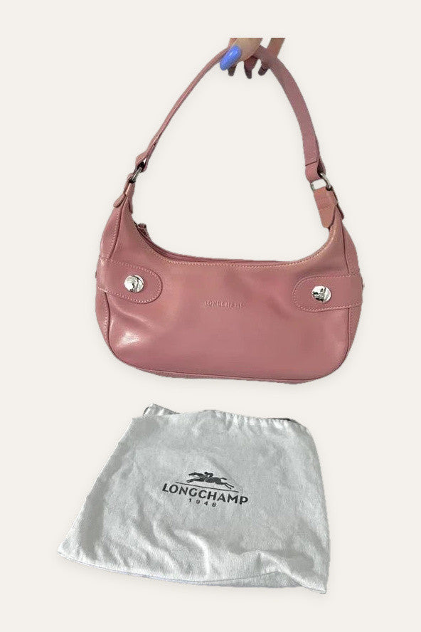 Longchamp pink leather baguette bag