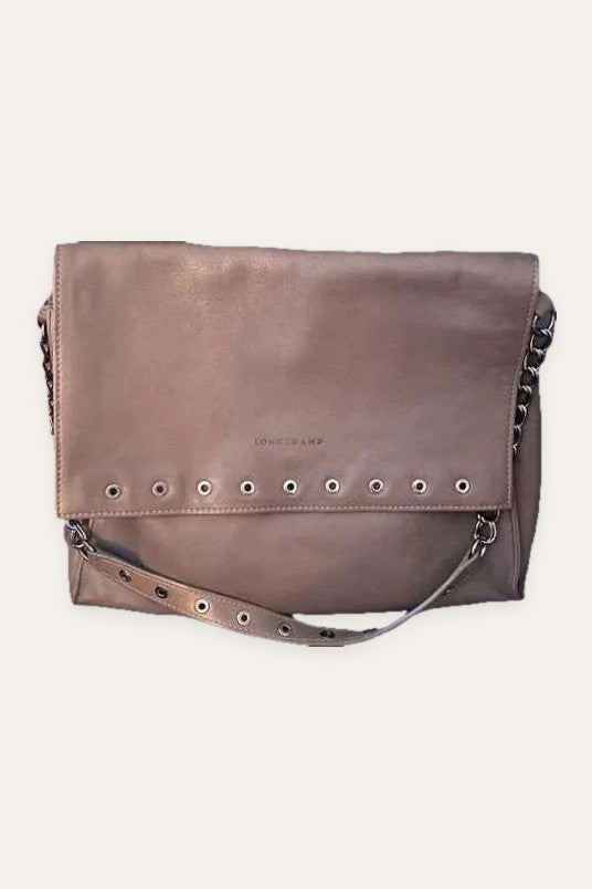Longchamp rocks brown grey leather bag