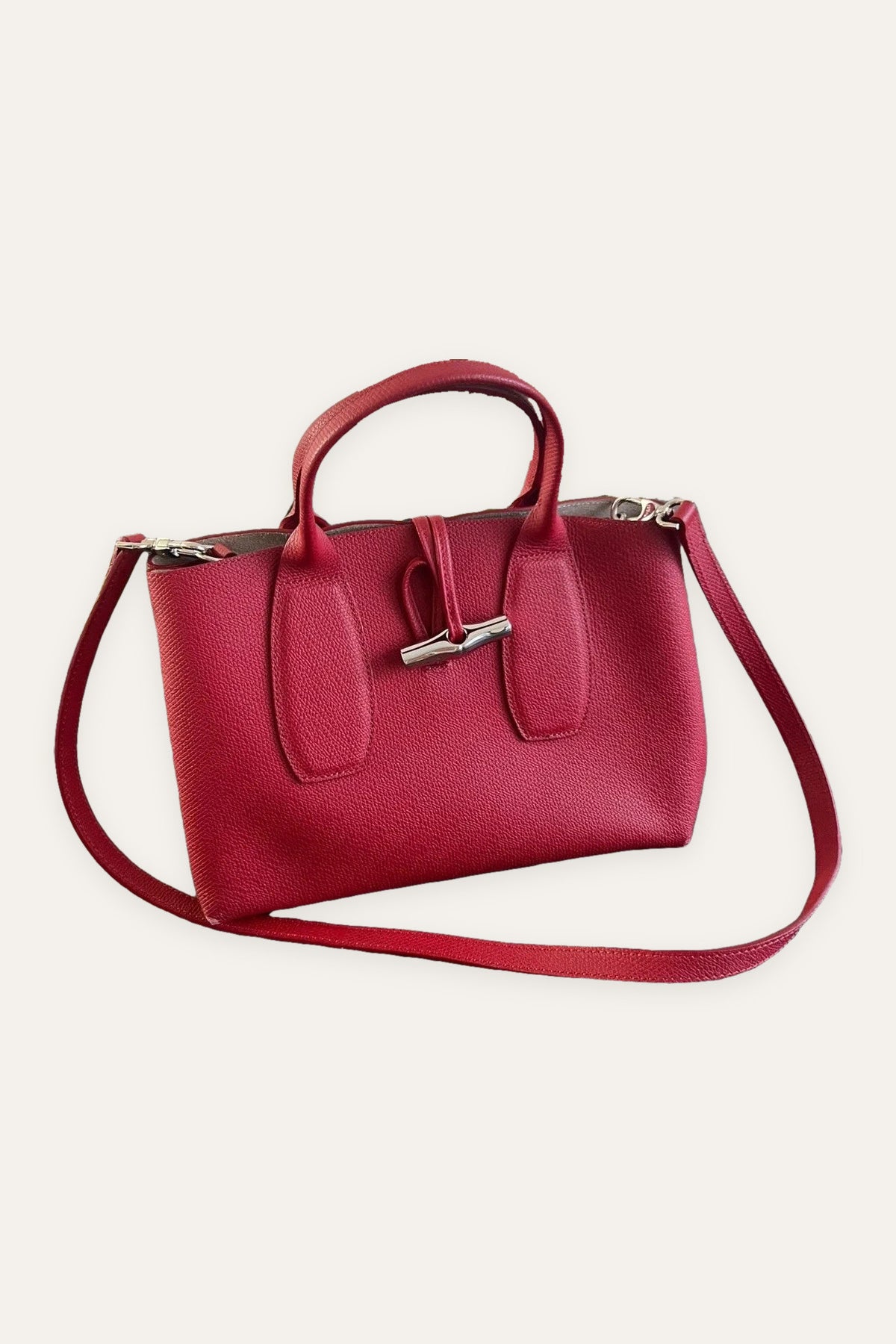 Longchamp roseau burgundy leather bag