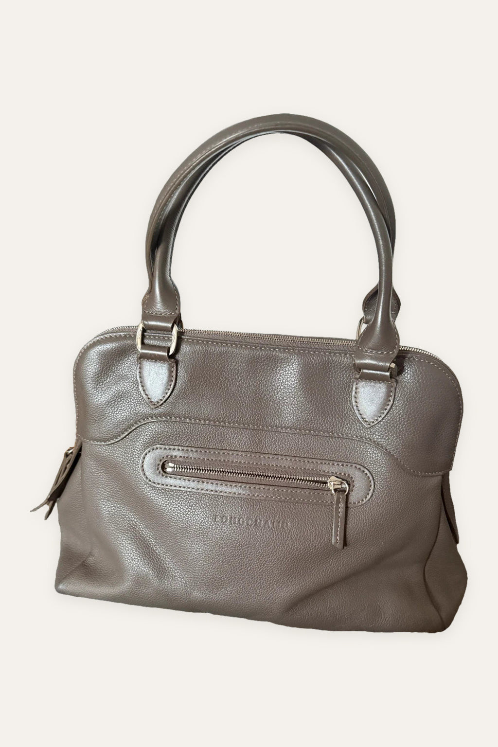 Longchamp taupe brown leather bag