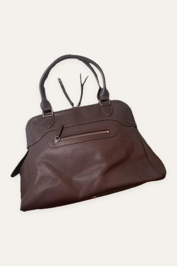 Longchamp taupe grey leather bag