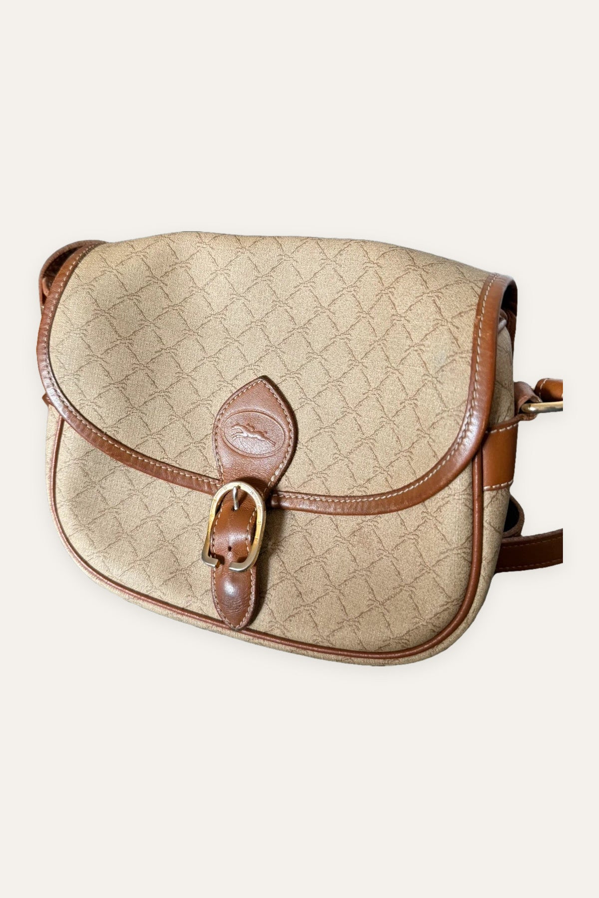 Longchamp vintage canvas leather crossbody bag