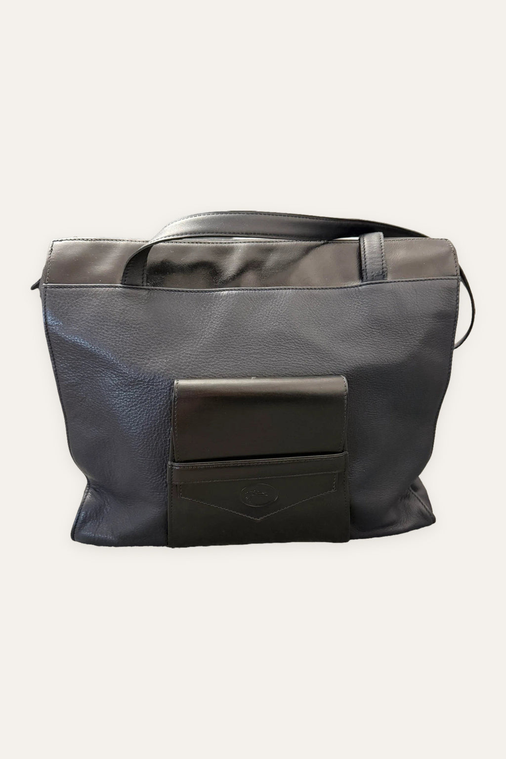 Longchamp vintage navy blue and black leather shoulder bag