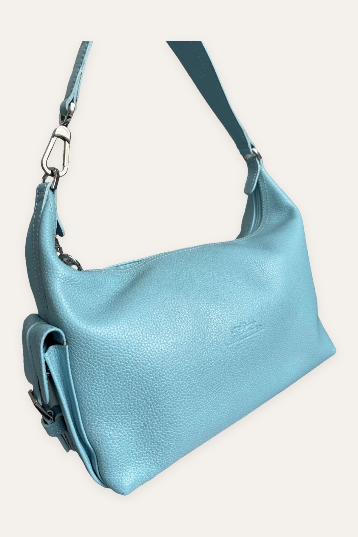 Longchamp vintage sky blue leather shoulder bag
