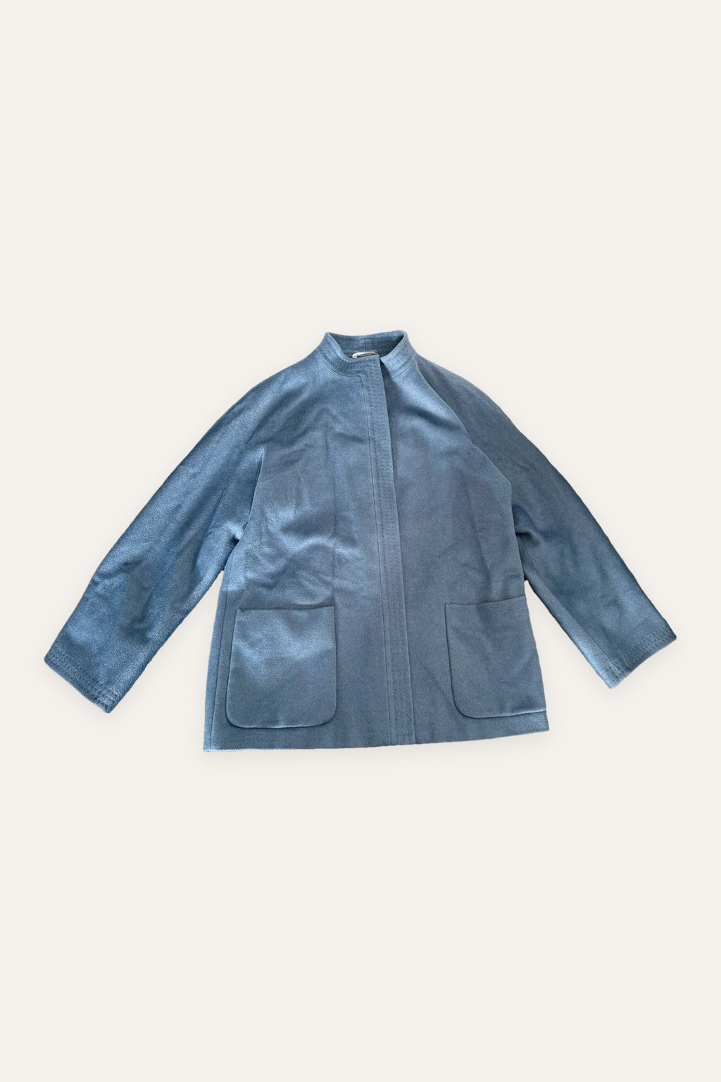 Max Mara blue wool angora cashmere blend coat