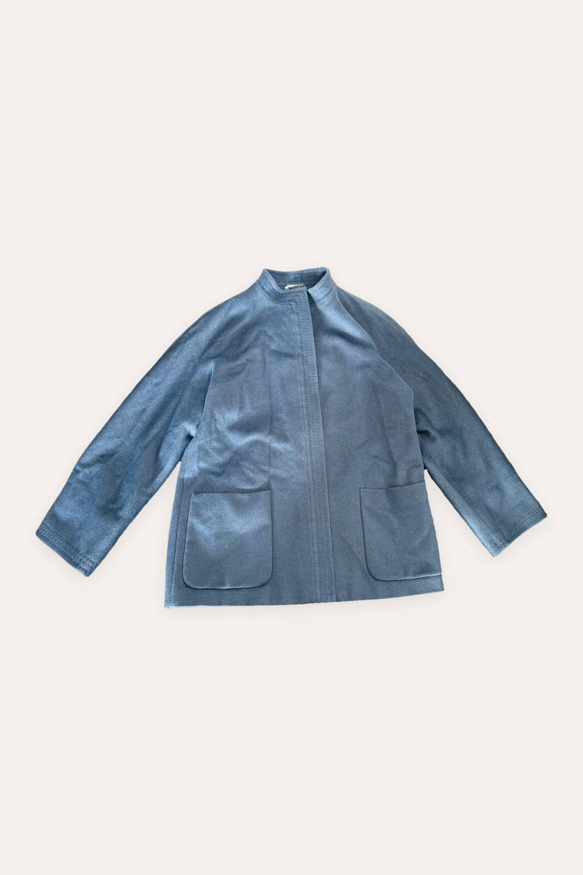 Max Mara blue wool angora cashmere blend coat