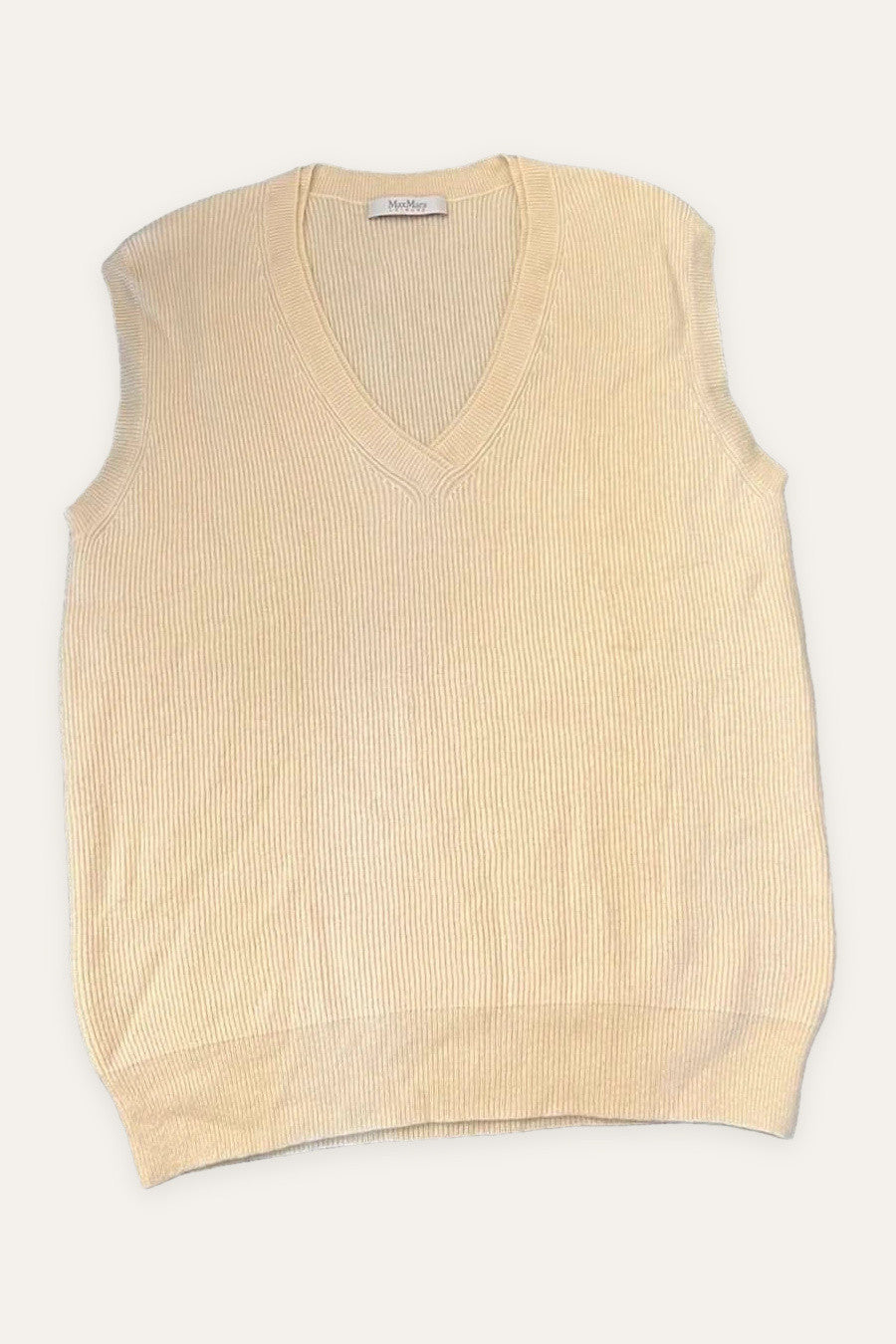 Max Mara light yellow cashmere sleeveless vest