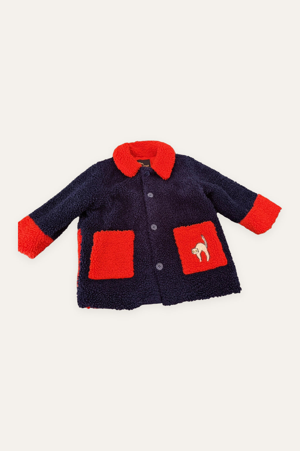 Mini Rodini faux fur jacket blue red