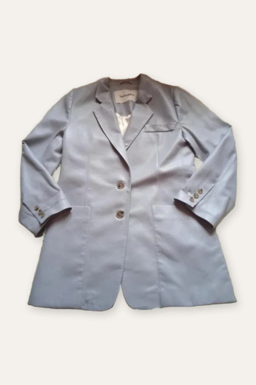 Nanushka vegan leather light blue blazer