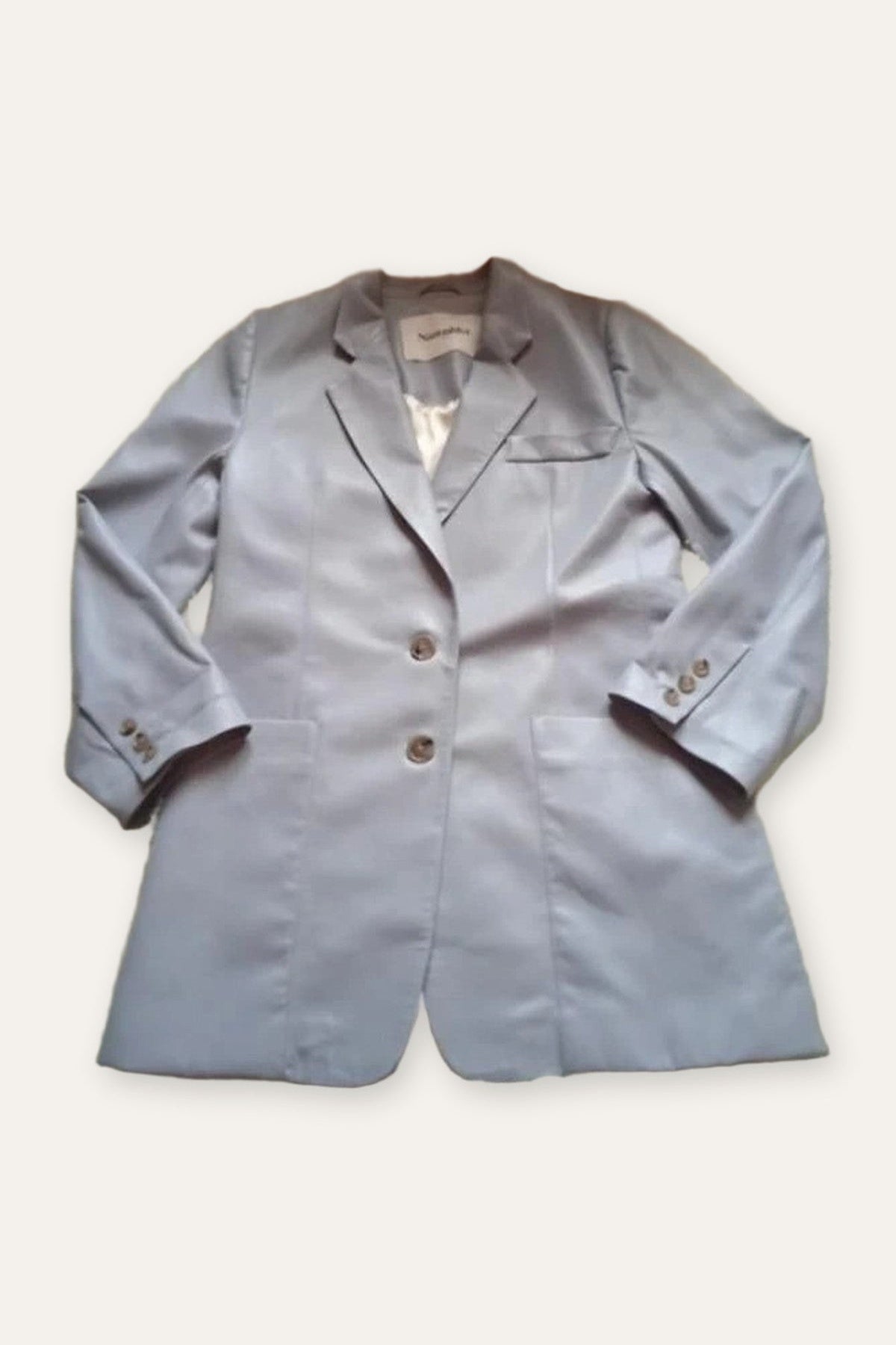 Nanushka vegan leather light blue blazer