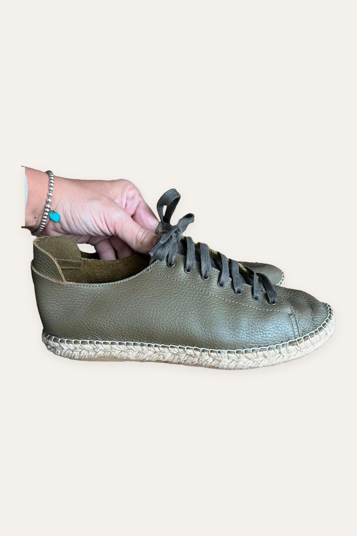 Navyboot green leather espadrille flats sneakers