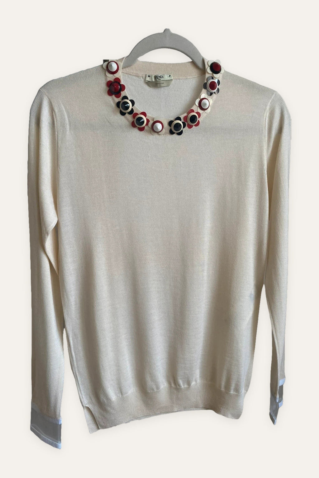 Fendi new cream cashmere silk jumper