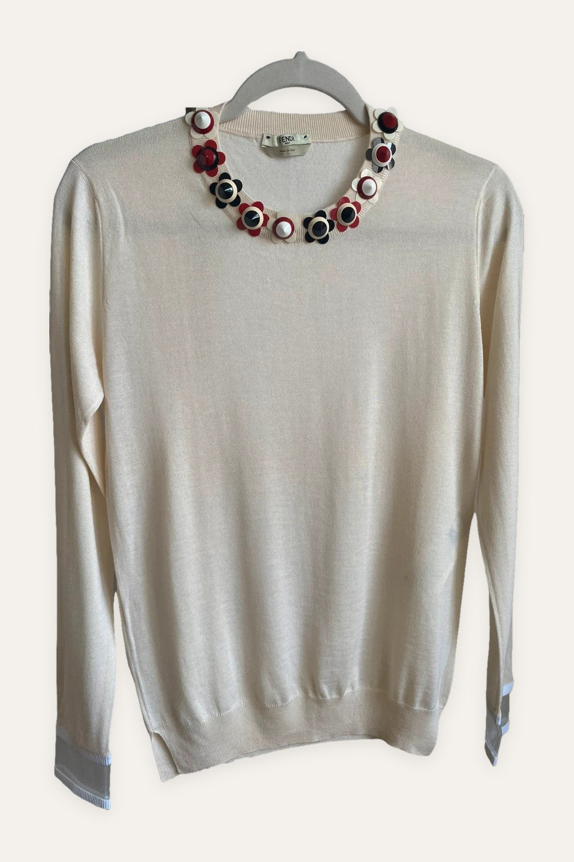 Fendi new cream cashmere silk jumper