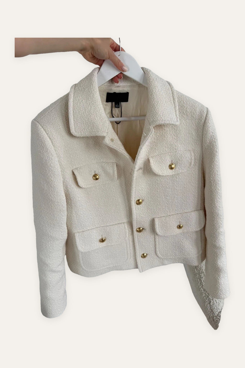 Nili Lotan Paloma white cream cotton tweed jacket