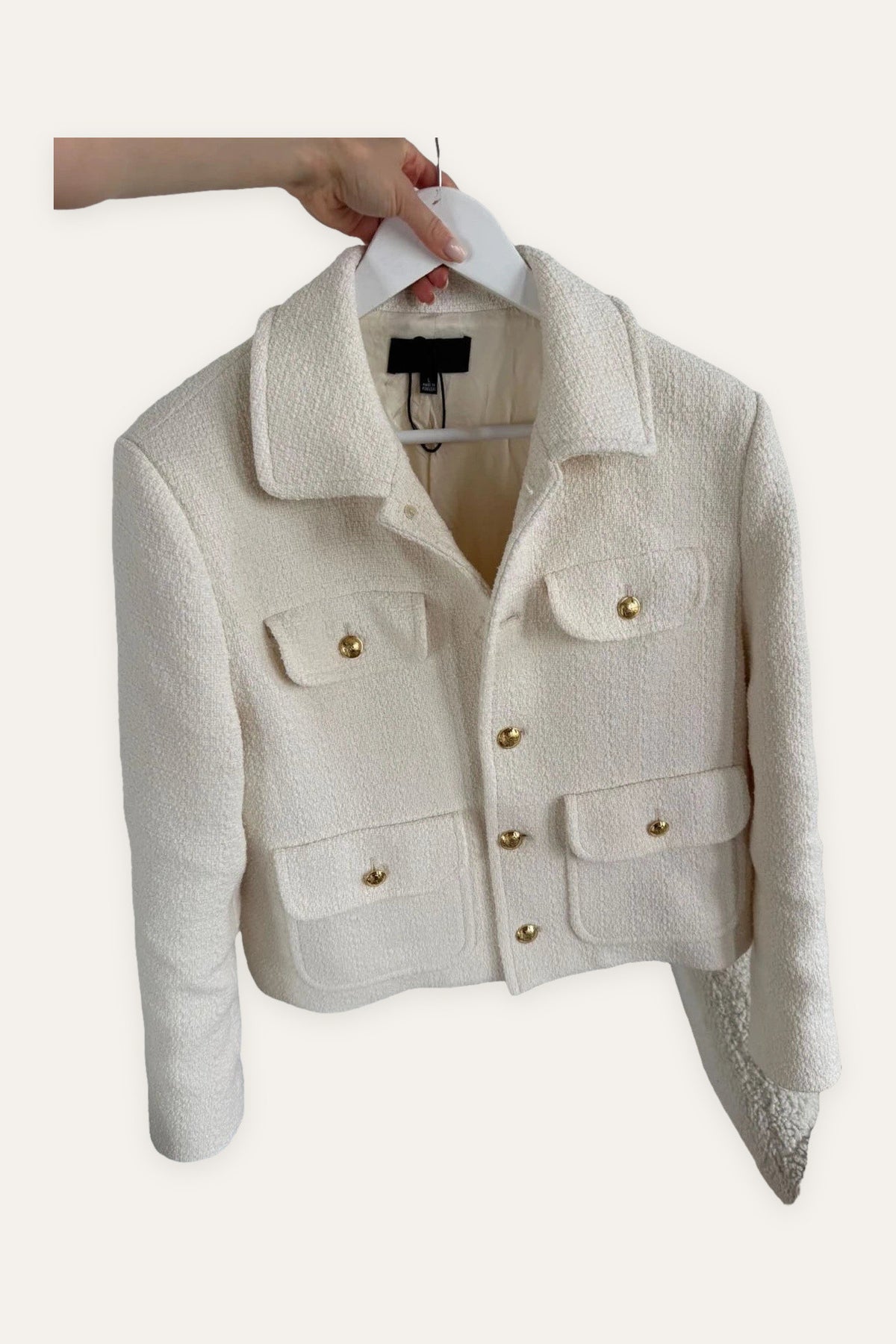 Nili Lotan Paloma white cream cotton tweed jacket