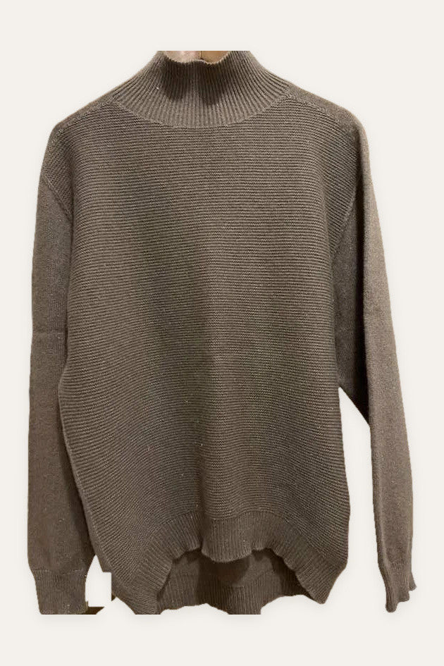 Peserico taupe wool silk turtleneck sweater