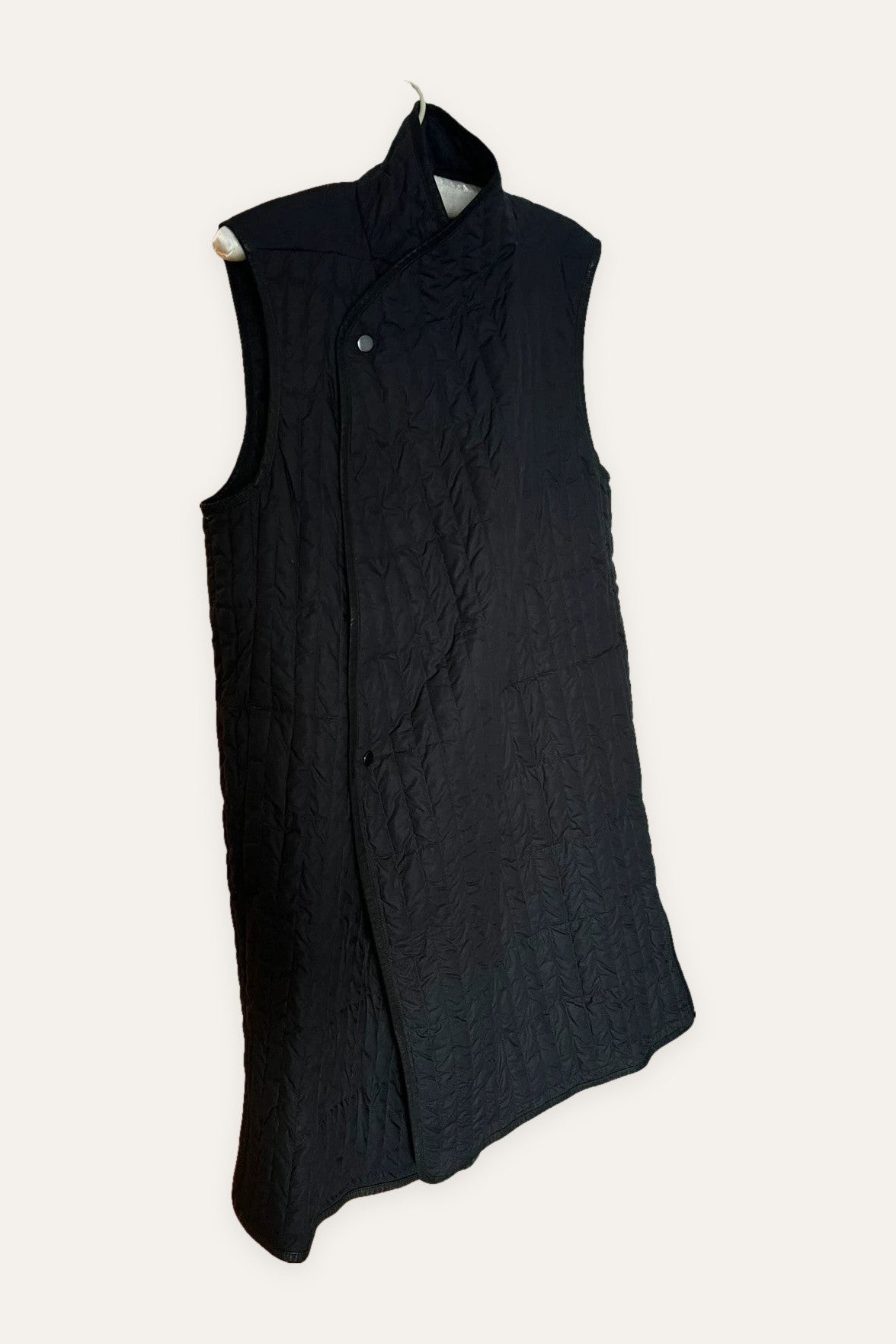 Rick Owens black cotton leather down sleeveless vest