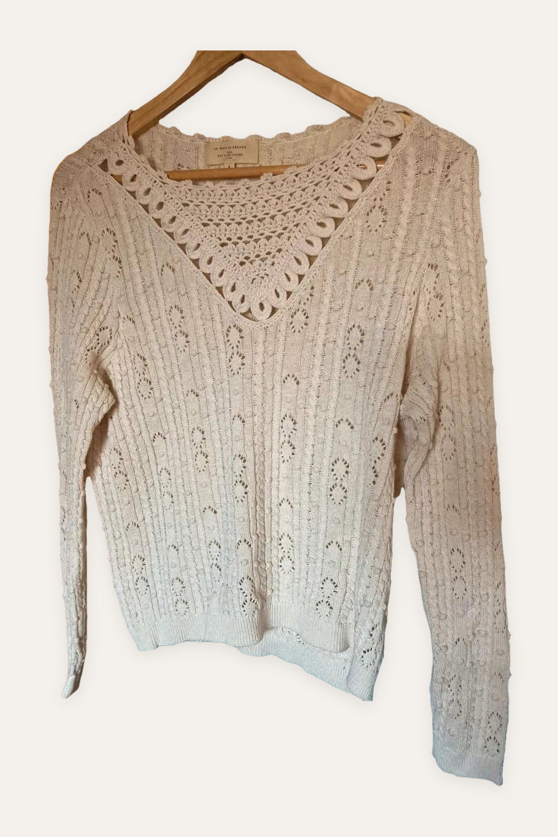 Sézane beige cotton V-neck jumper