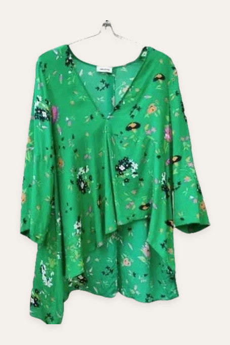 Zadig & Voltaire silk green floral blouse