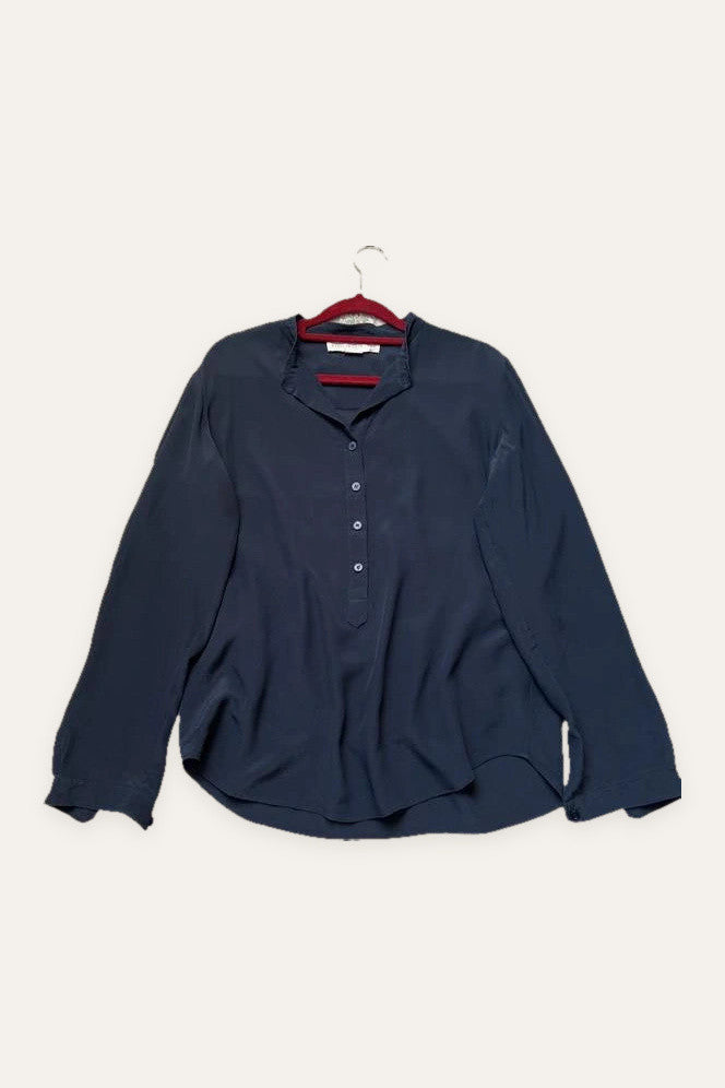 Stella McCartney navy blue silk shirt blouse