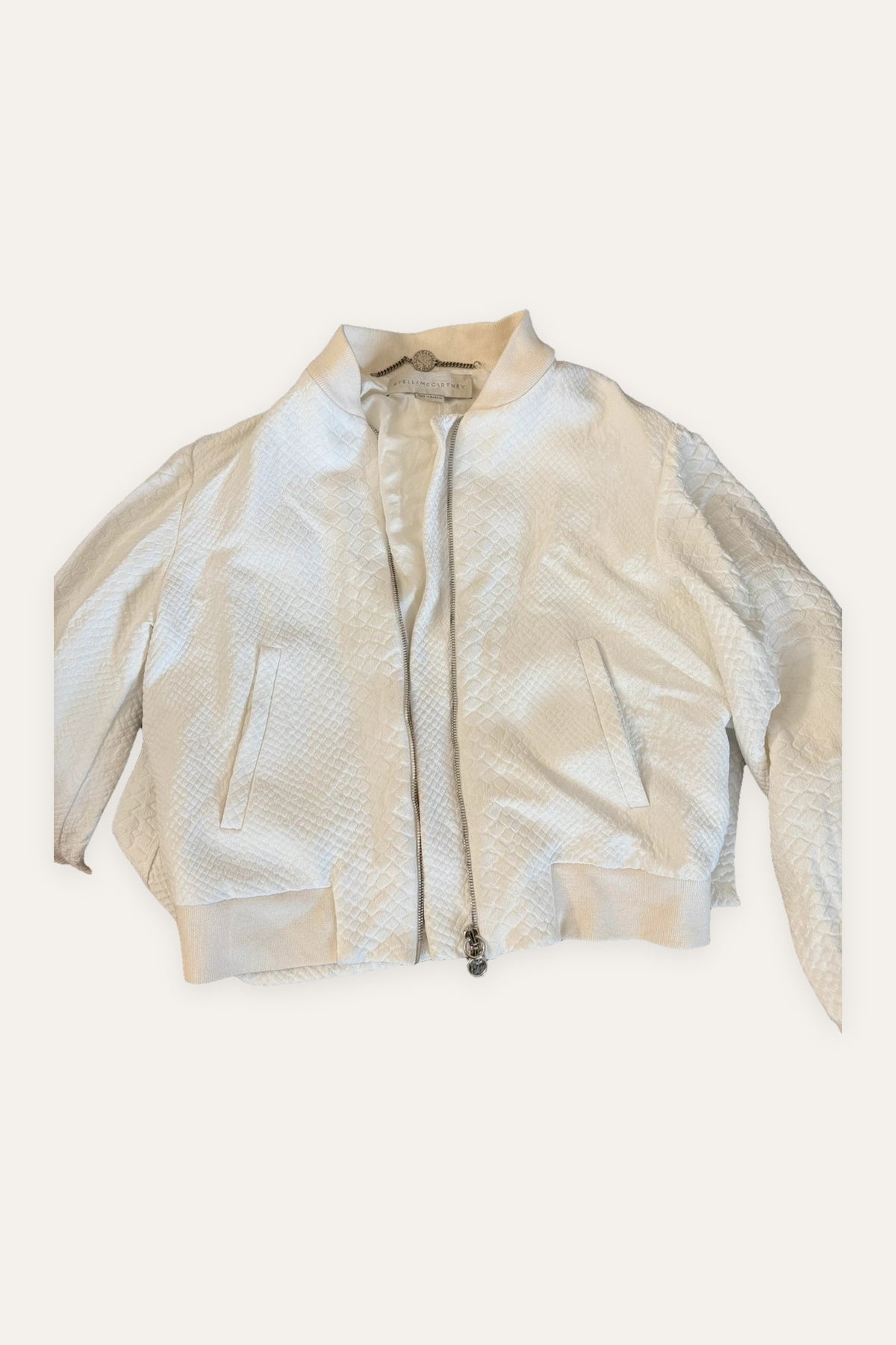 Stella McCartney white rayon python embossed bomber