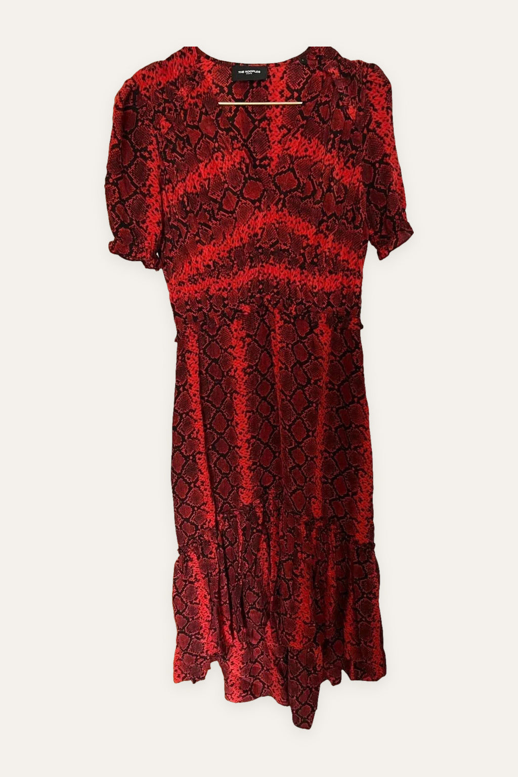 The Kooples red viscose silk midi dress