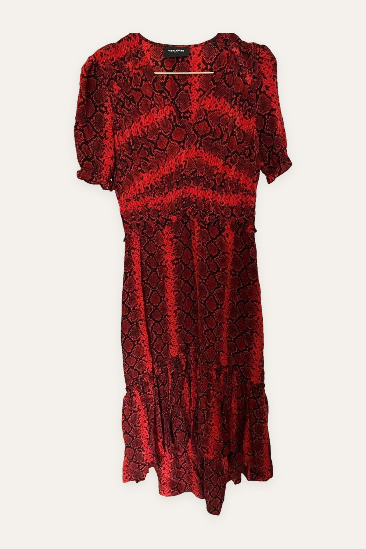 The Kooples red viscose silk midi dress