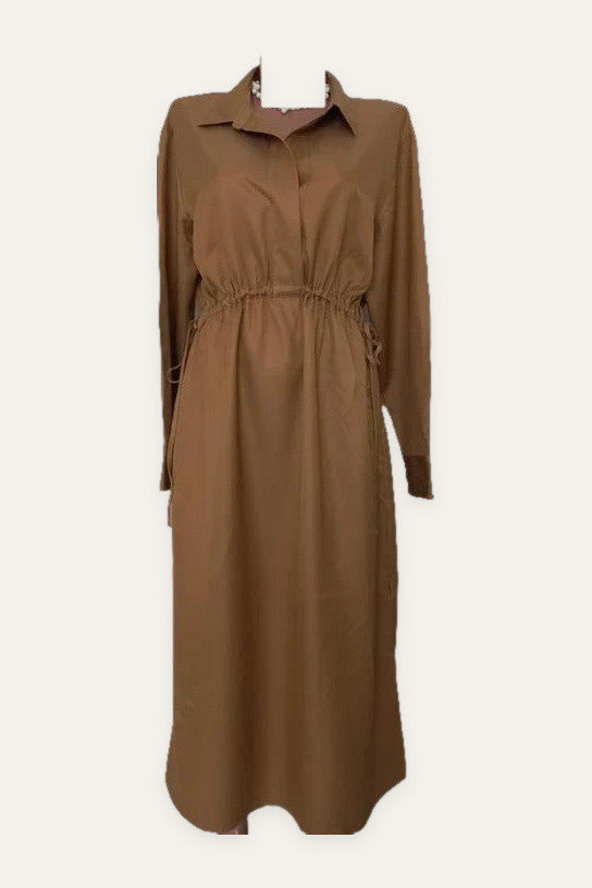 Theory beige camel viscose dress