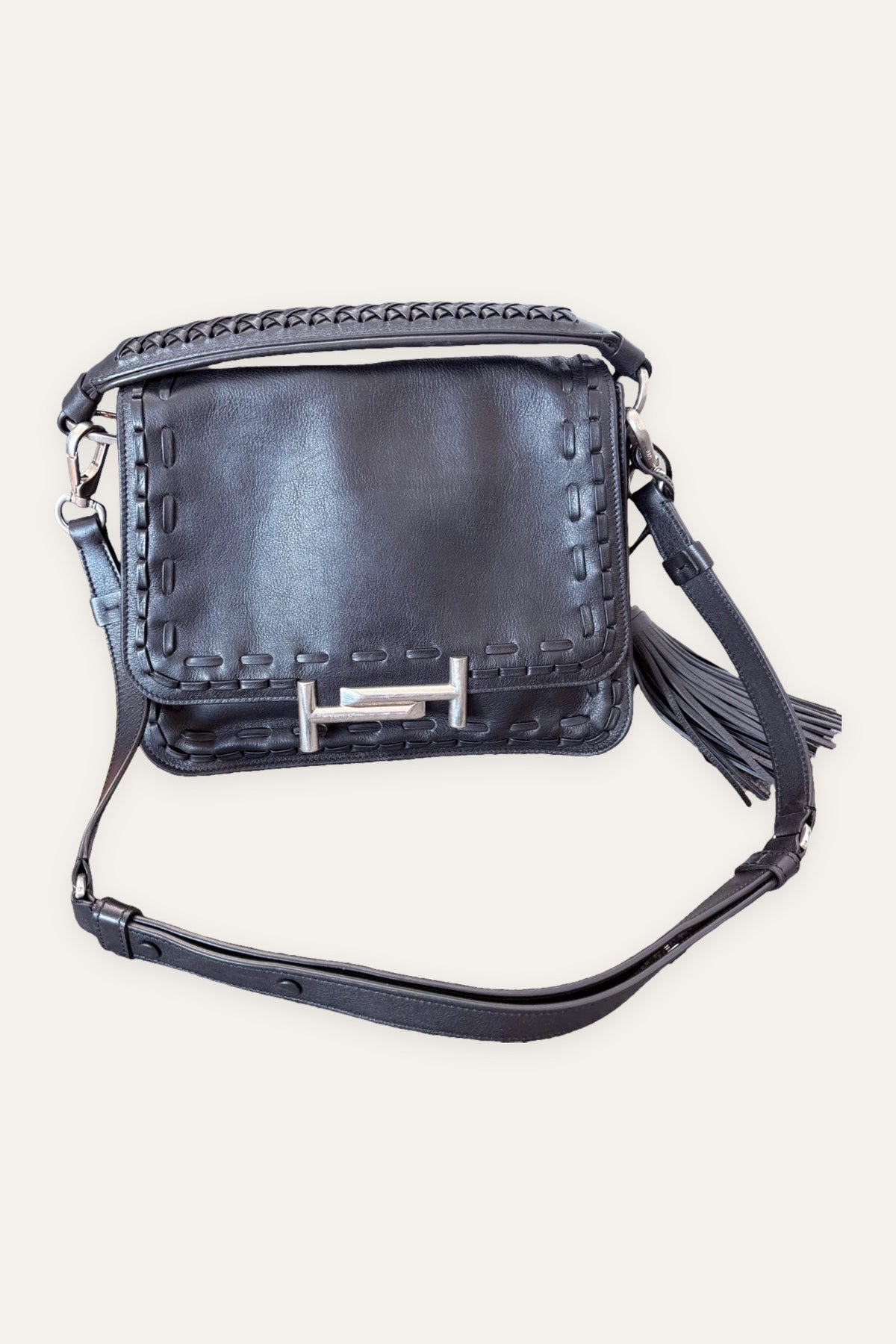 Tod's double T black leather handbag /crossbody bag