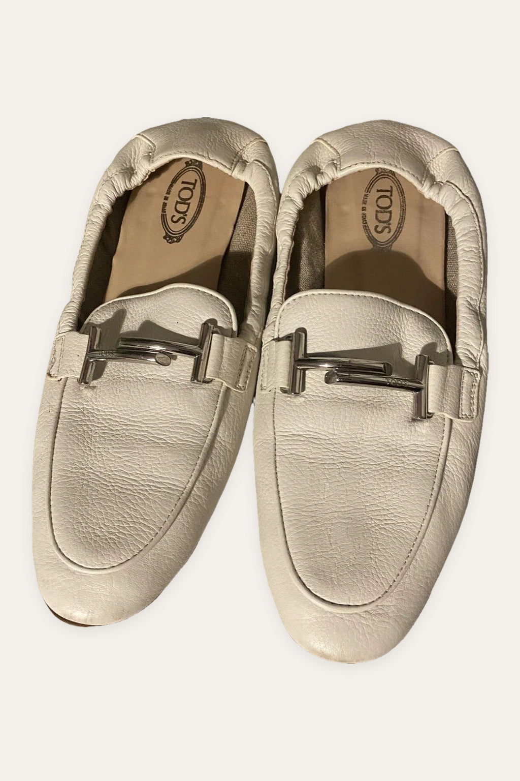 Tod's double T cream leather loafers