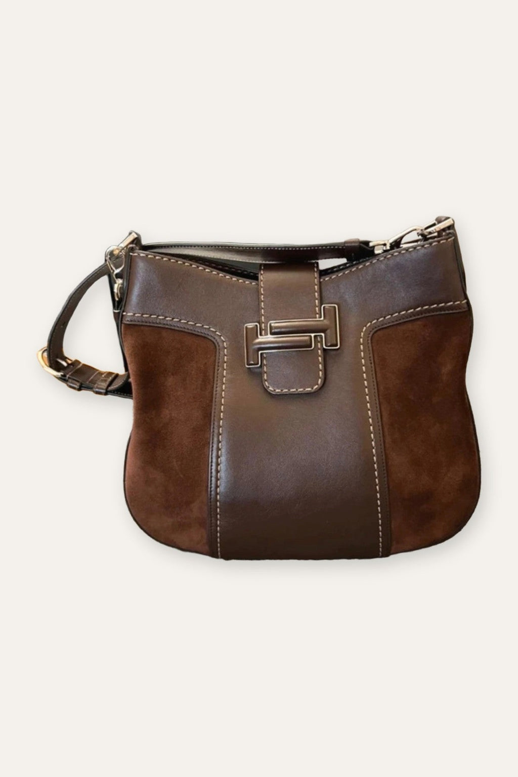 Tod's double T new brown suede shoulder bag