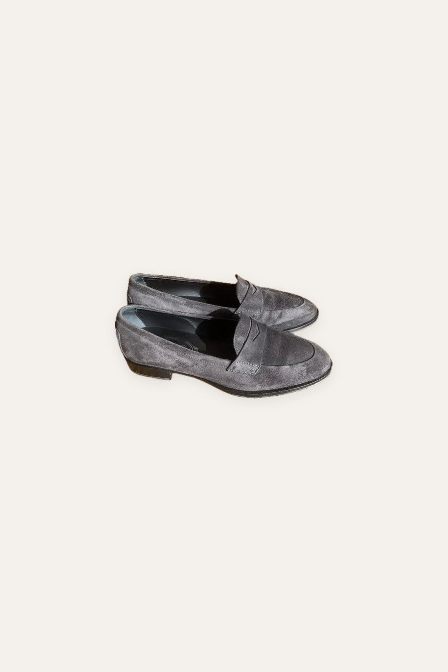 Tod's graphite suede leather loafers