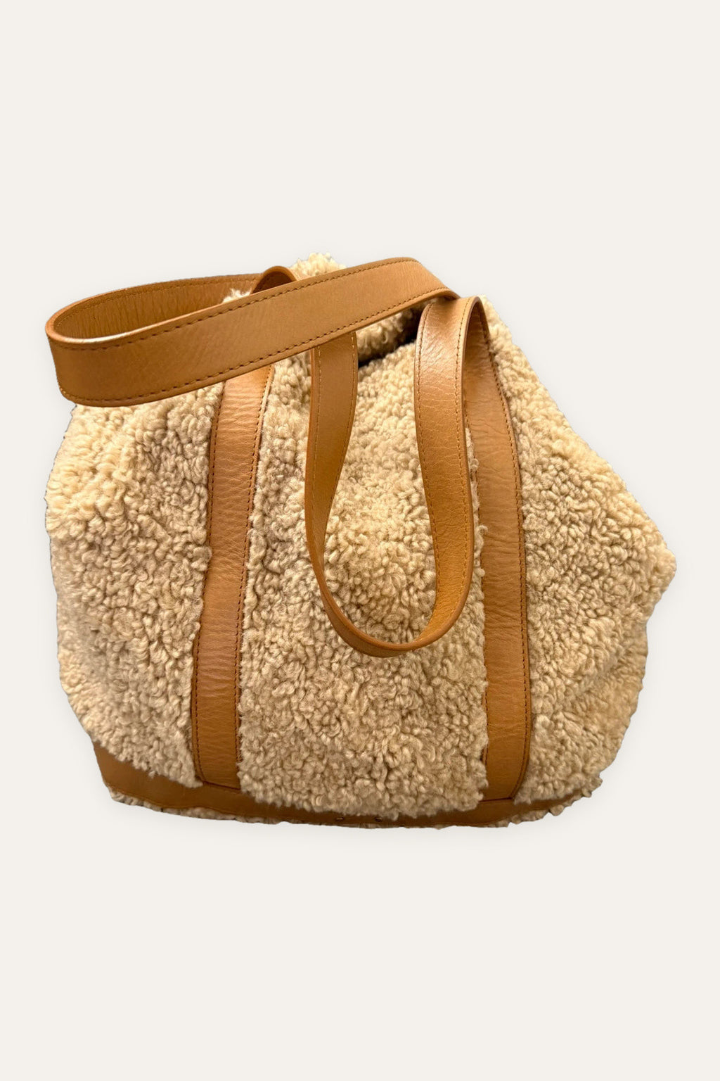 Vanessa Bruno new beige leather fur bag