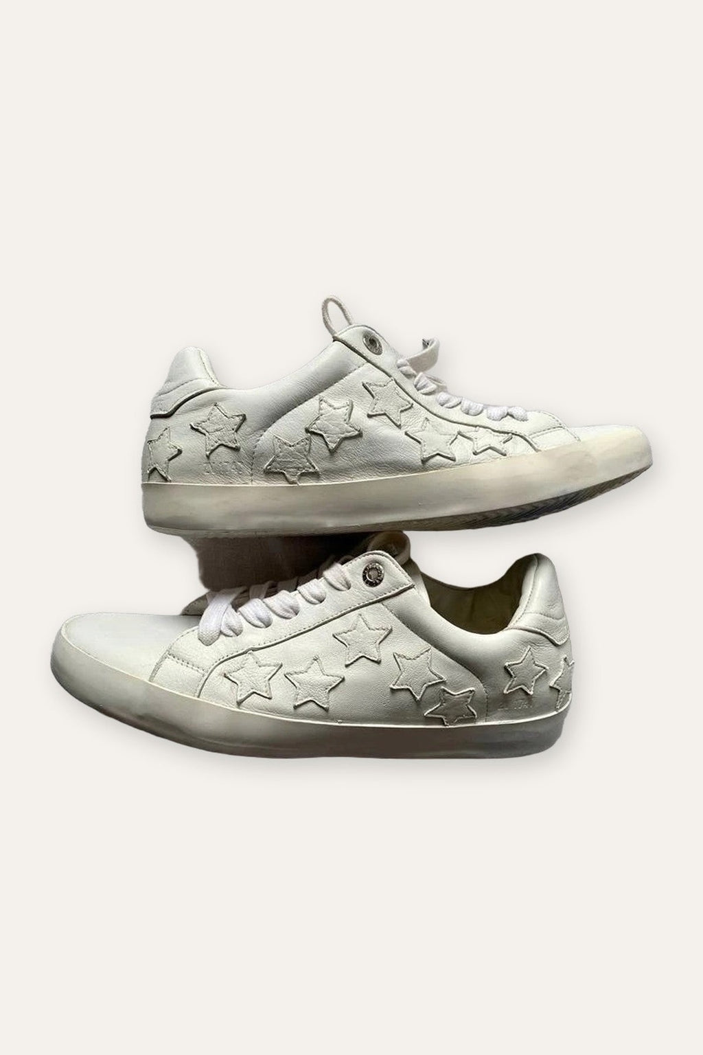 Zadig & Voltaire white leather star sneakers